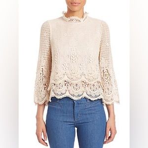 M.I.H. Jeans | Eyelash Trim Smocked Layered Top XS